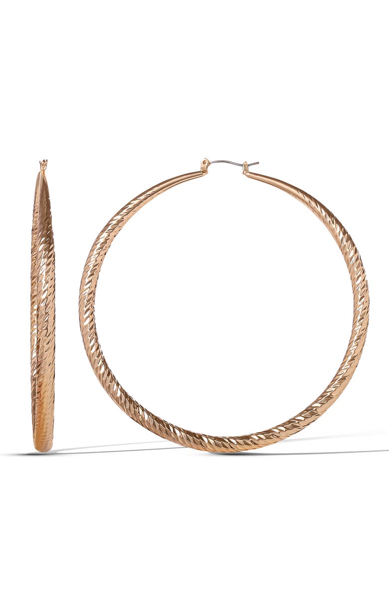 Jessica Simpson Wide Textured Hoop Earrings, Main, color, Gold