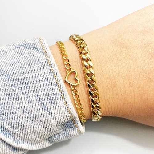 The Lovery Fine Jewelry Curb Heart Bracelet In Gold