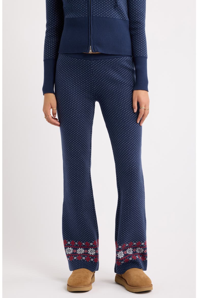 Fair Isle Bootcut Sweater-Pants, Main, color, NAVY- IVORY AVA FAIRISLE
