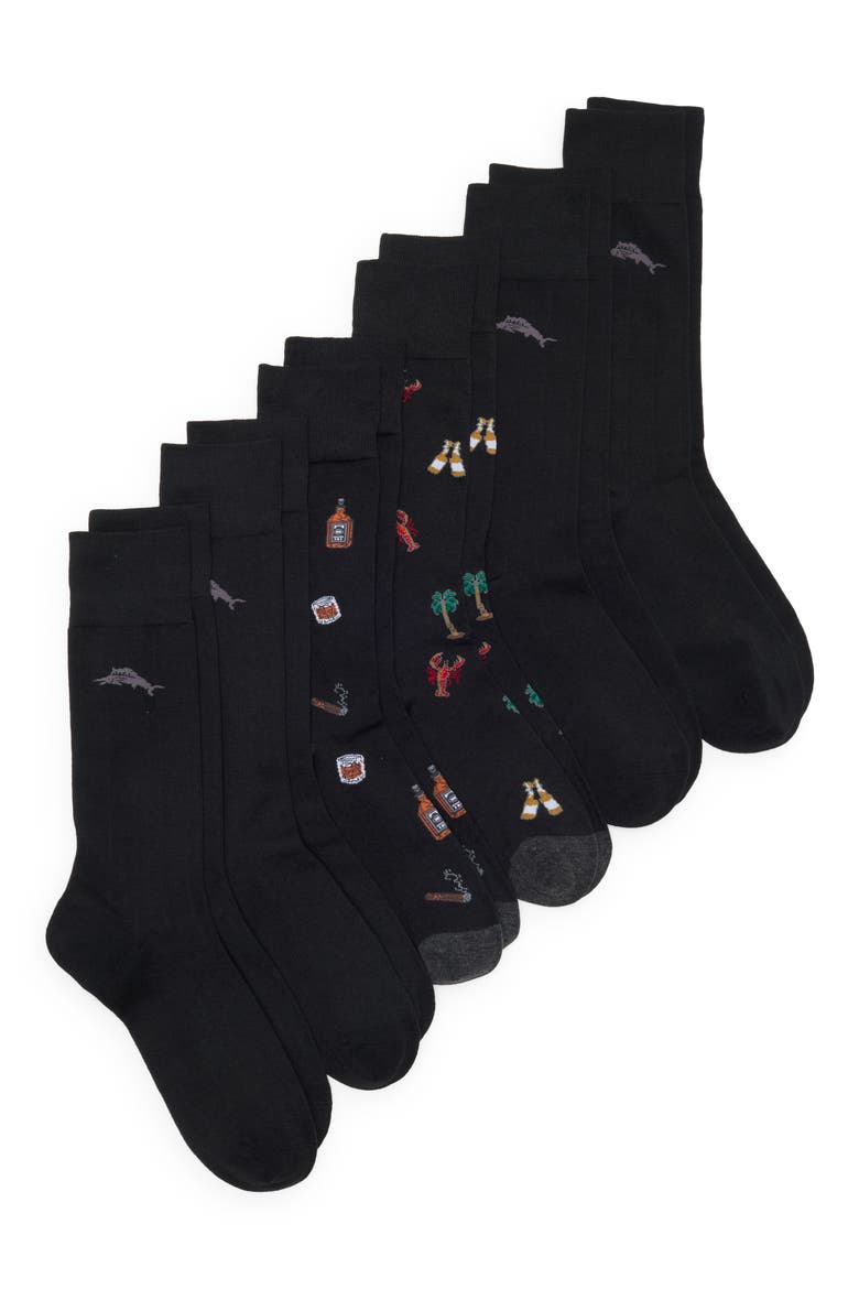 6-Pack Assorted Crew Socks, Main, color, BLACK
