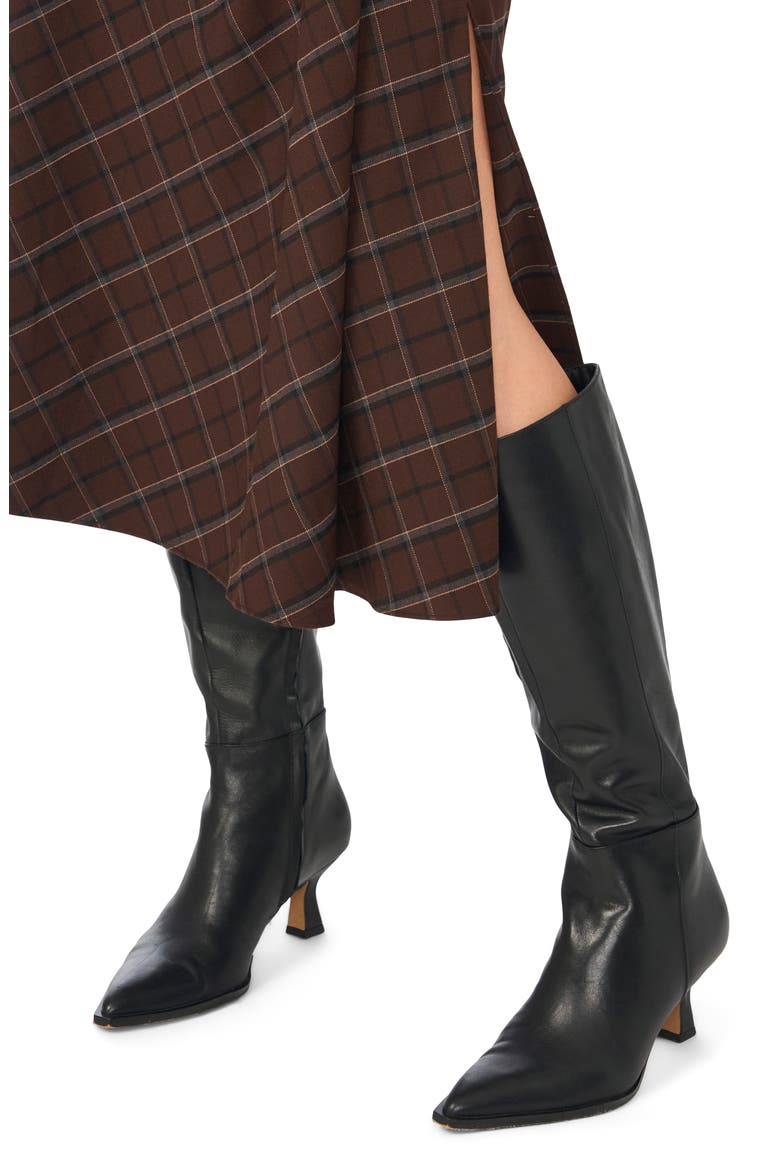 Plaid Asymmetrical Midi Skirt, Alternate, color, BROWN MULTI