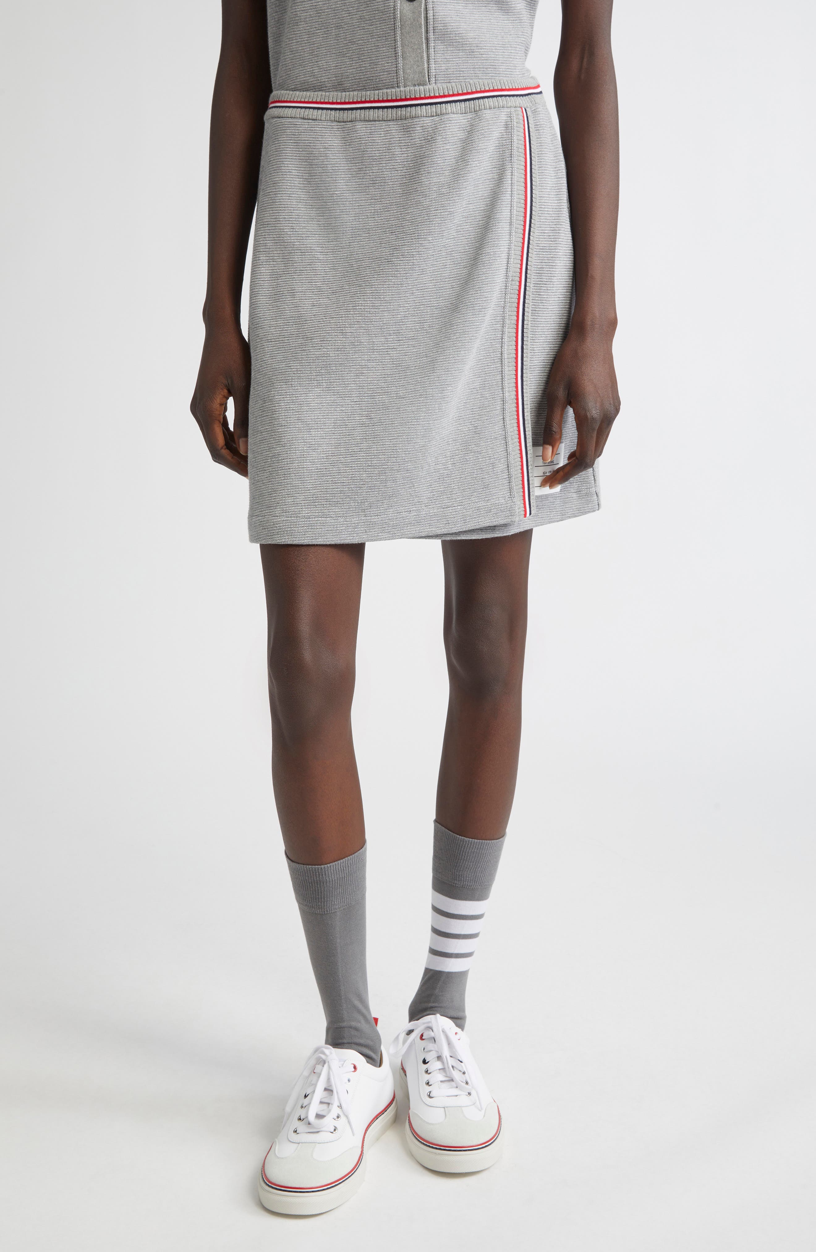 Waffle Knit Cotton Miniskirt