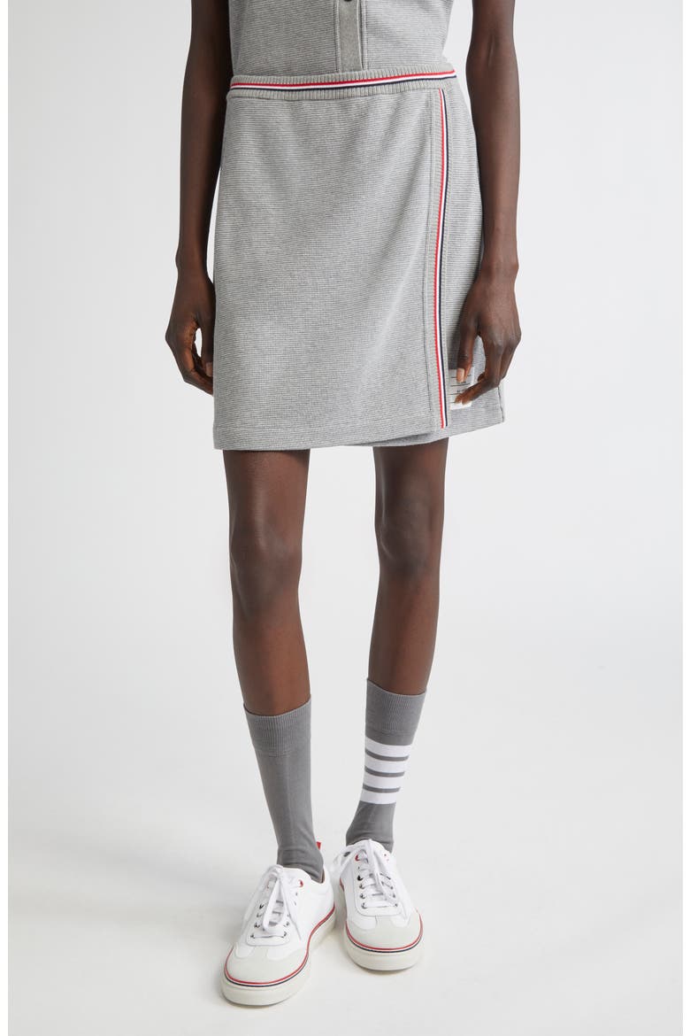 Waffle Knit Cotton Miniskirt, Main, color, LIGHT GREY
