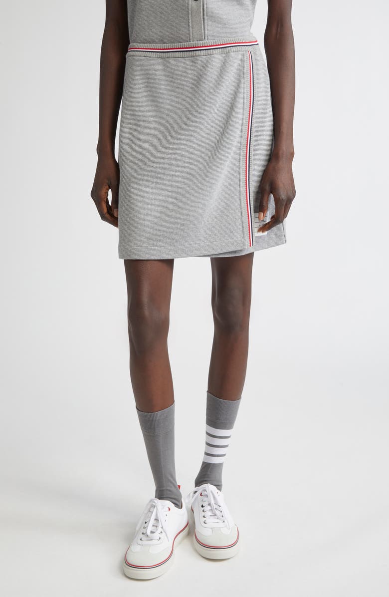 Thom Browne Waffle Knit Cotton Miniskirt, Main, color, Light Grey