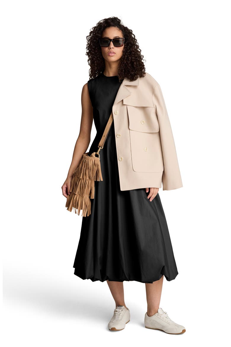 Sleeveless Bubble Hem Midi Dress, Alternate, color, BLACK