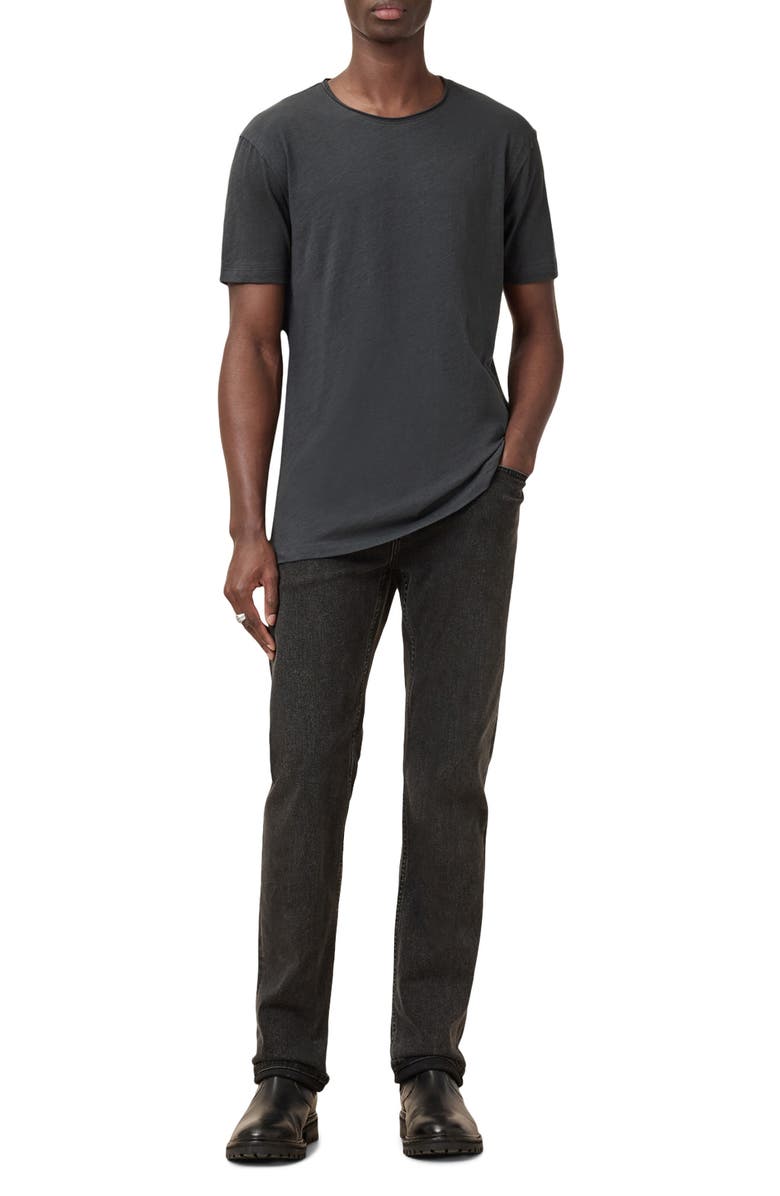 AllSaints Figure Roll Neck Cotton T-Shirt, Alternate, color, Carter Grey