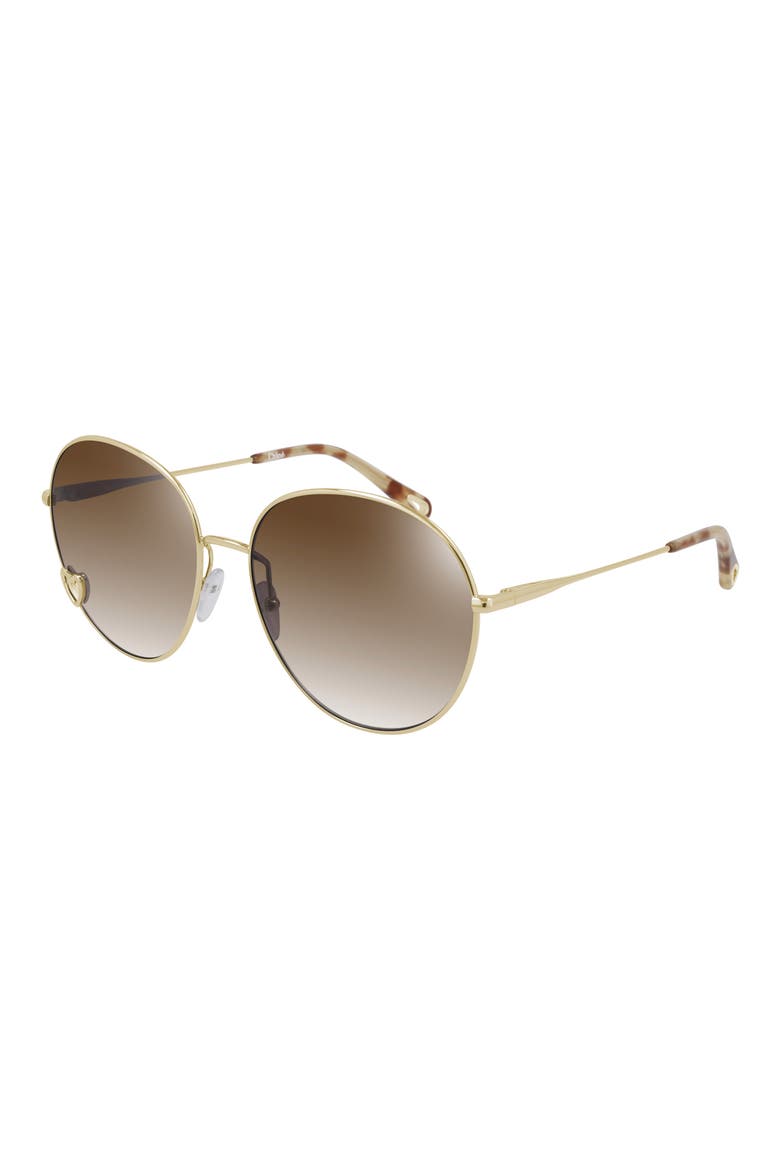 61mm Gradient Round Sunglasses, Main, color, GOLD/ BROWN GRADIENT