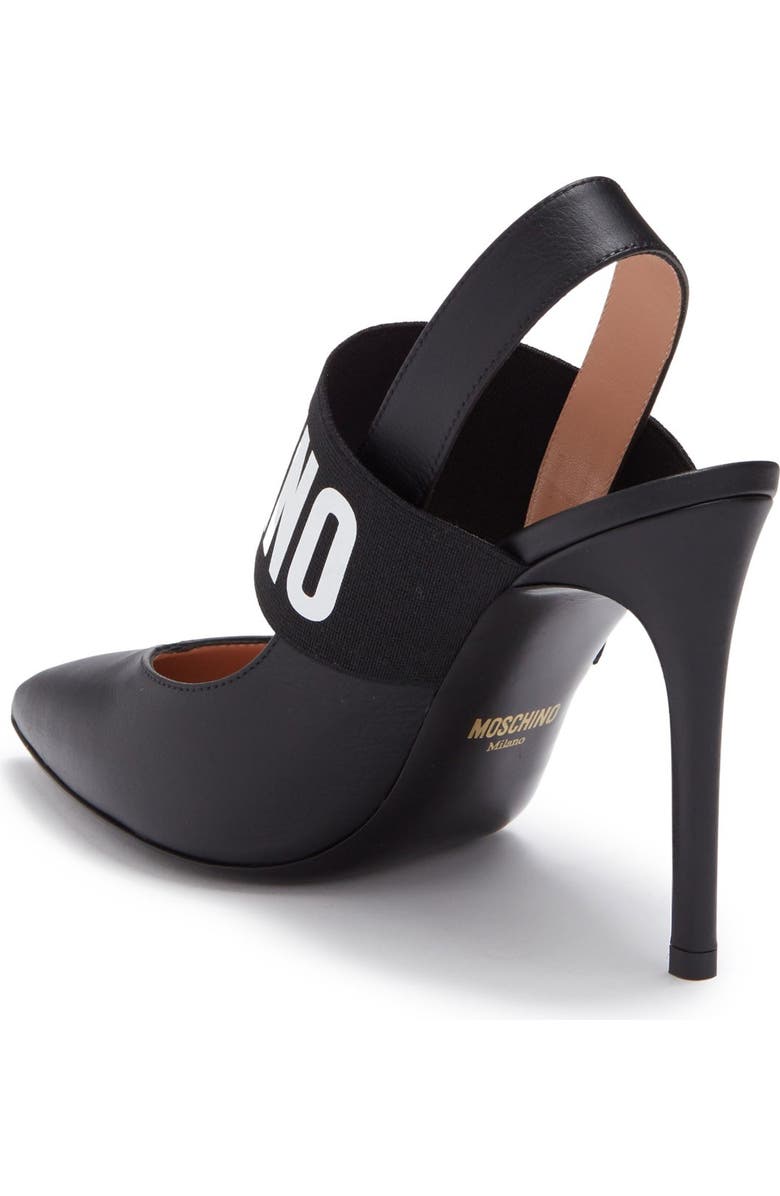 Moschino Logo Strap Leather Stiletto Pump, Alternate, color,