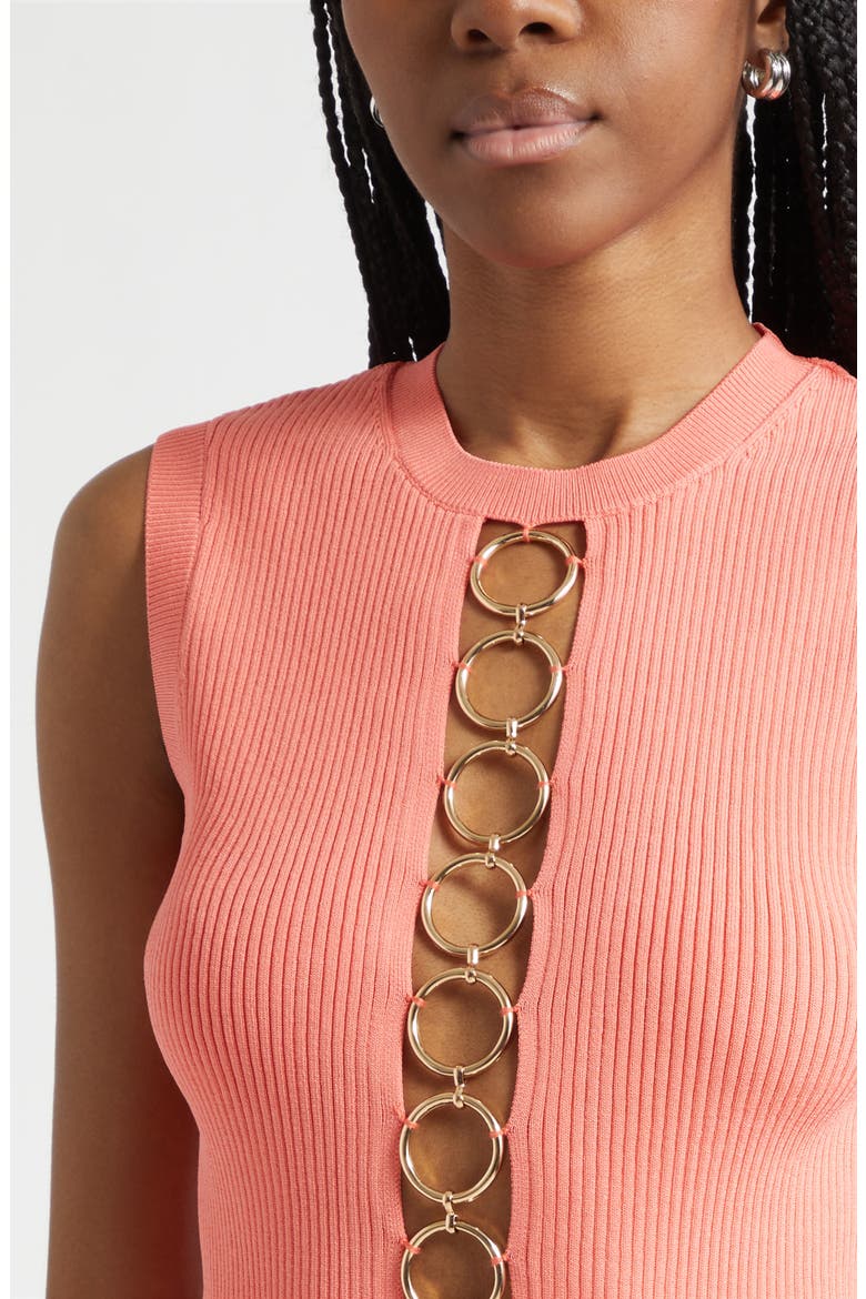 Casey Ring Detail Rib Sweater Vest, Alternate, color, CORAL