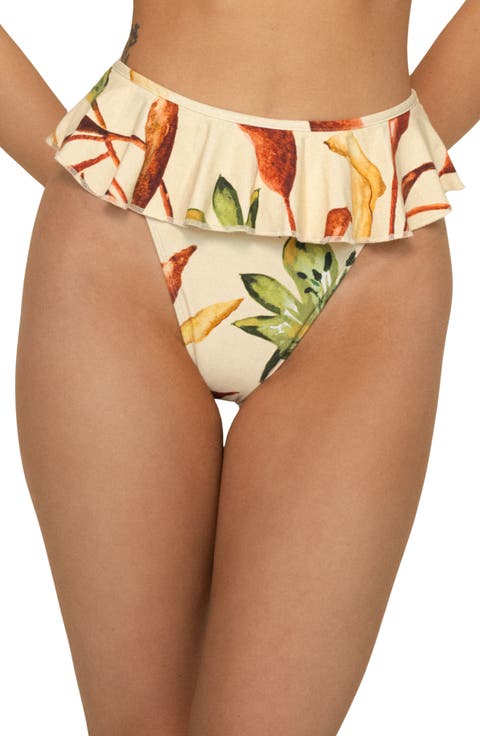 Rooted Floral Ruffle Bikini Bottoms