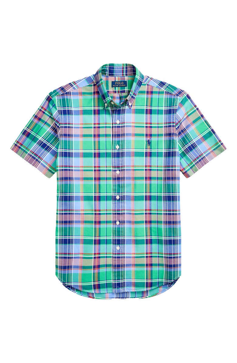 Polo Ralph Lauren Classic Fit Plaid Short Sleeve Cotton Oxford Button-Up Shirt, Alternate, color,