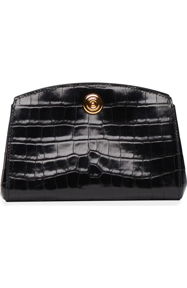 LIFFNER Pushlock Leather Clutch, Main, color, Black