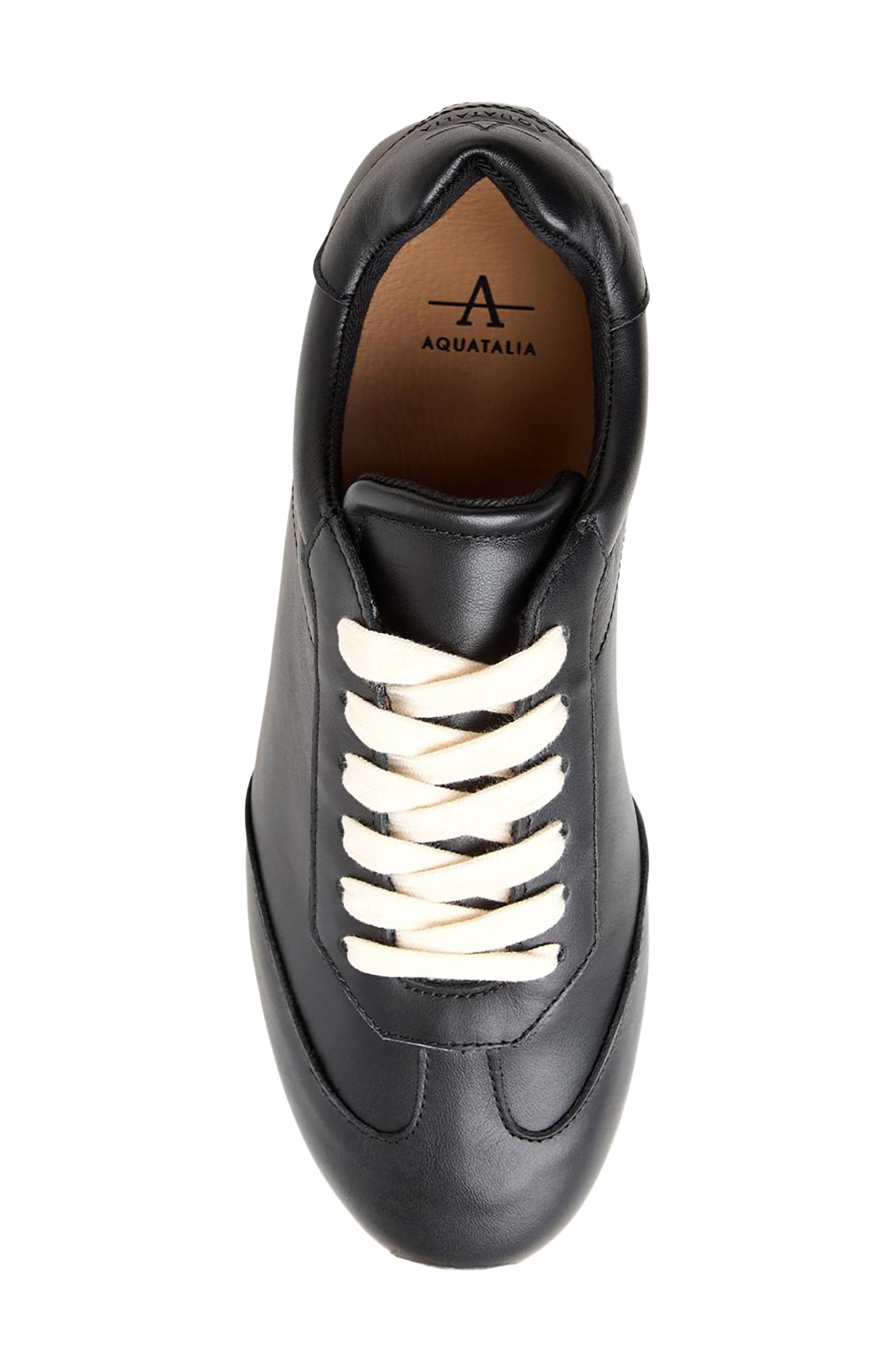 Aquatalia Rea Sneaker, Alternate, color, Black Leather