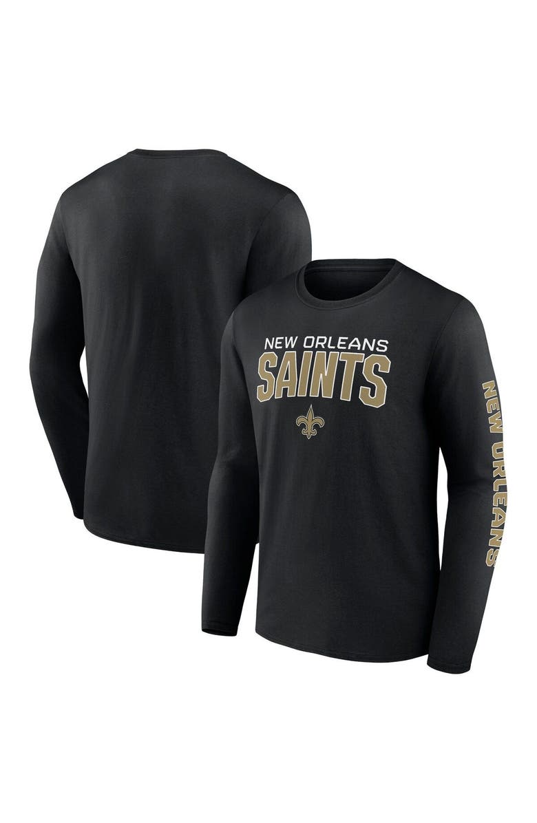 FANATICS Men's Fanatics Branded Black New Orleans Saints Wordmark Go the Distance Long Sleeve T-Shirt, Main, color, 