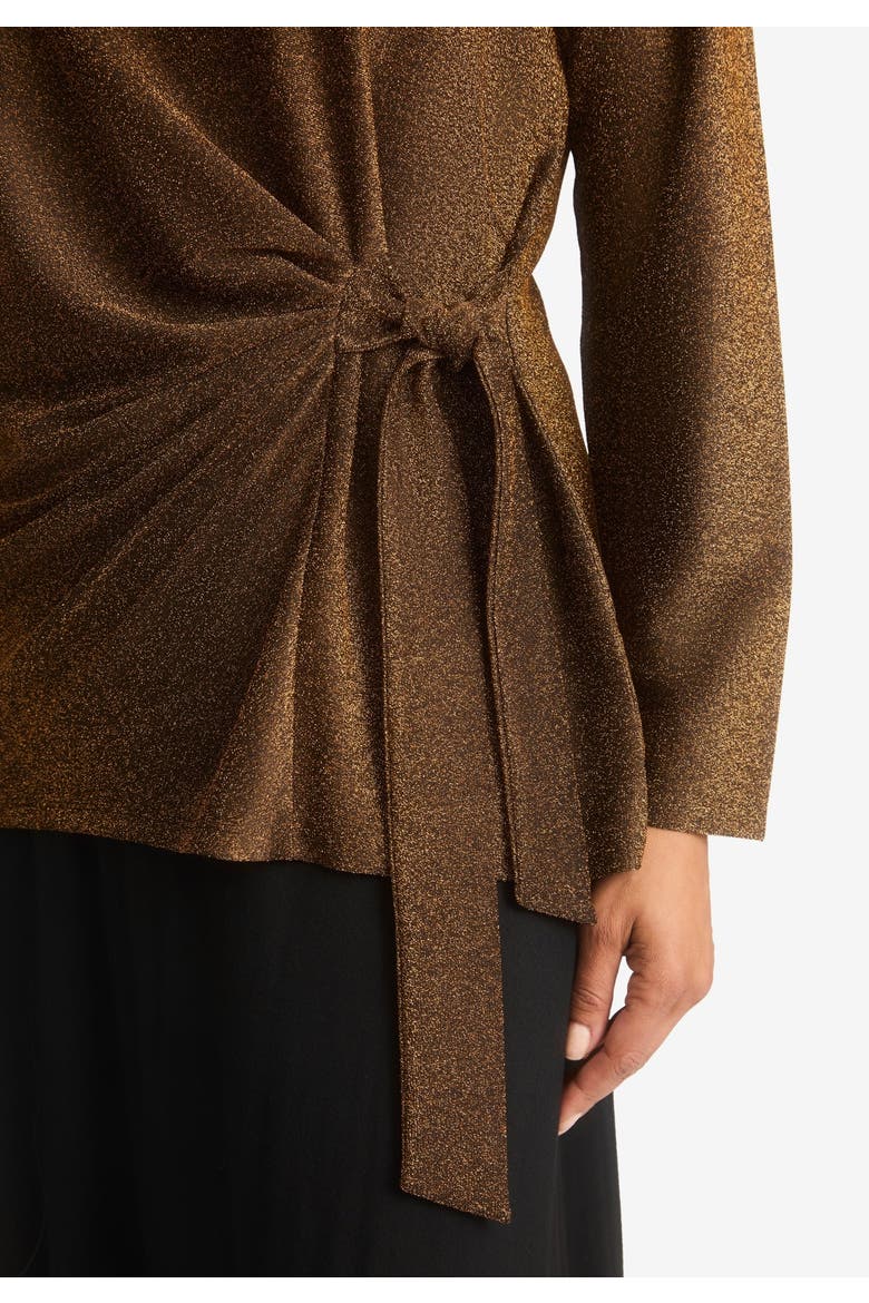 Shimmery Side Gathered Tunic, Alternate, color, BROWN SHIMMER