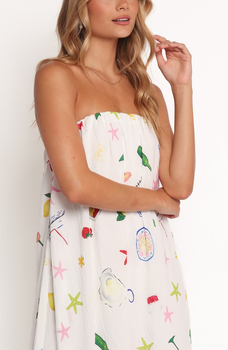 Petal & Pup Celia Mixed Print Strapless Maxi Dress, Alternate, color, Multi