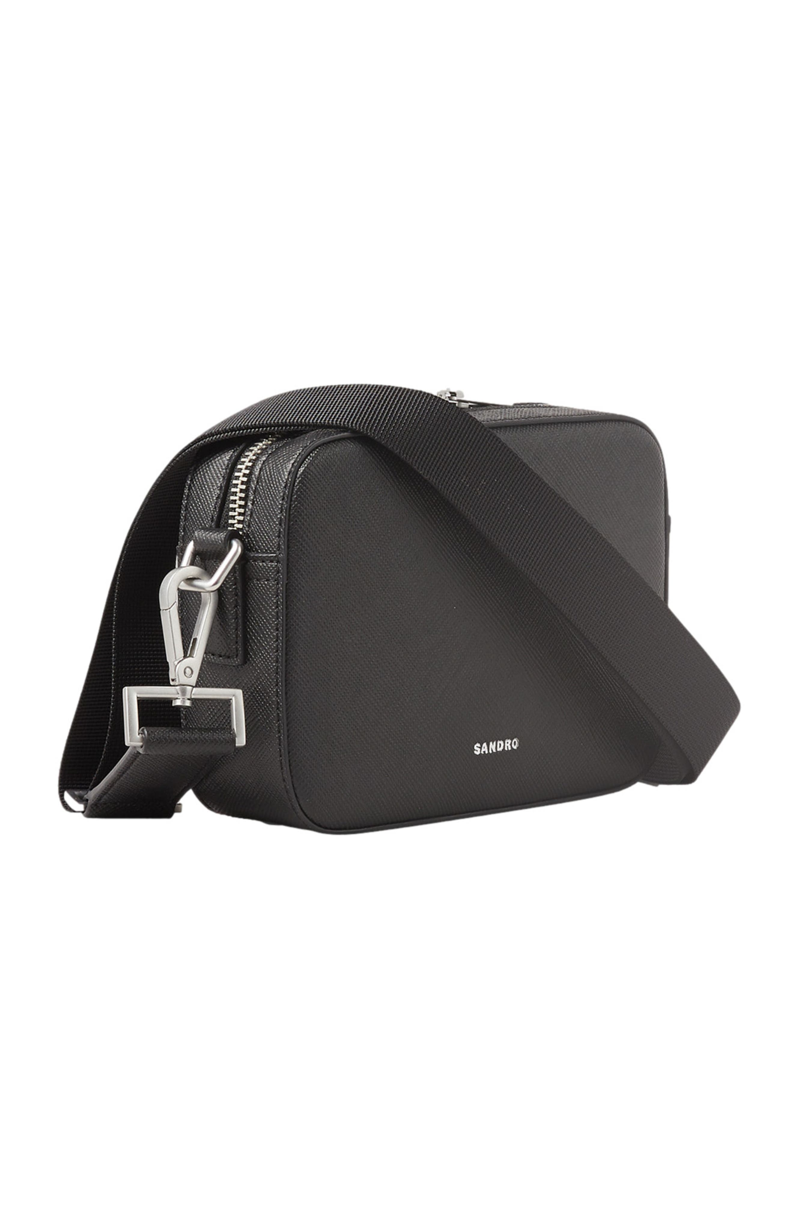 SANDRO Small reconstituted leather bag, Alternate, color, Black