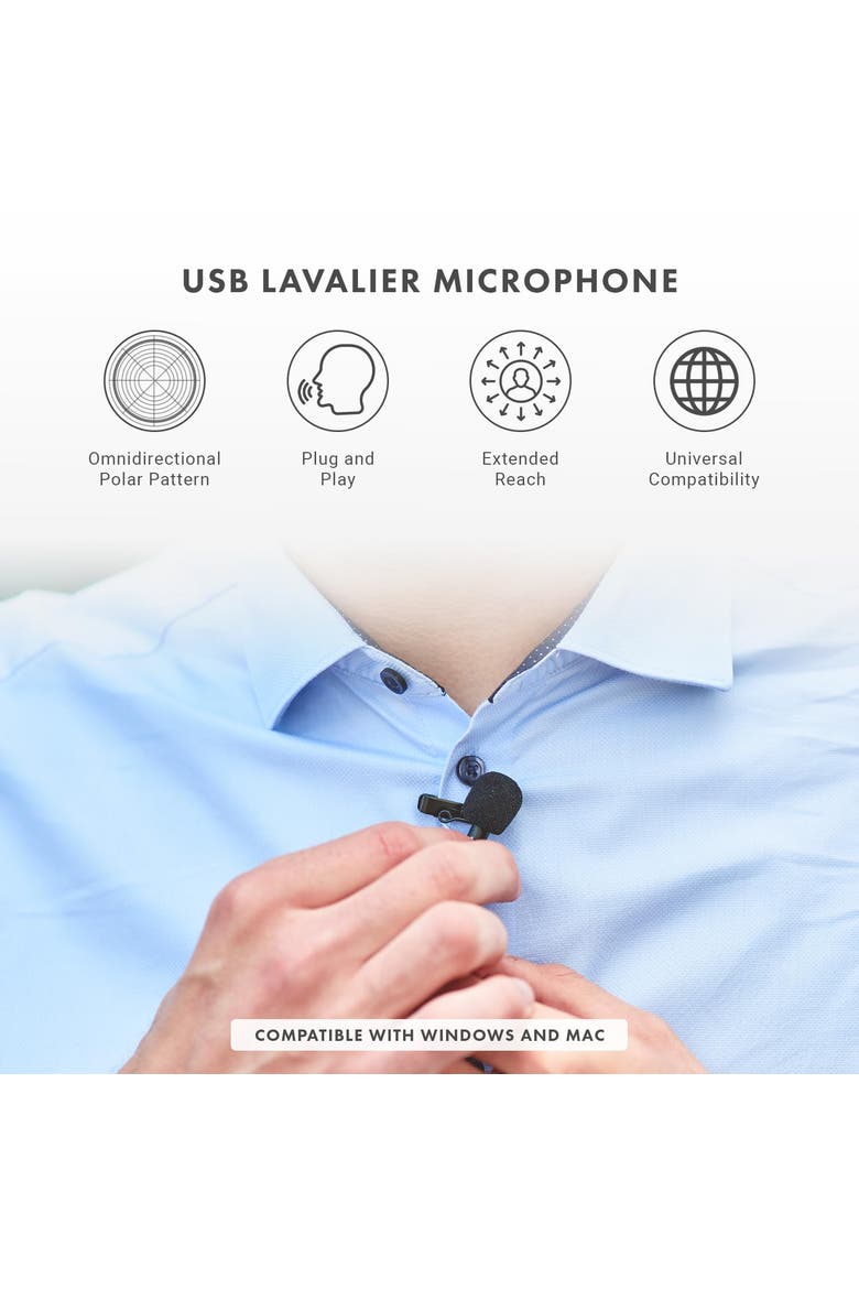 Universal USB Computer Microphone with USB Adapter Compatible with Laptop, PC and Mac, Smartphones, Cameras, Alternate, color, Black