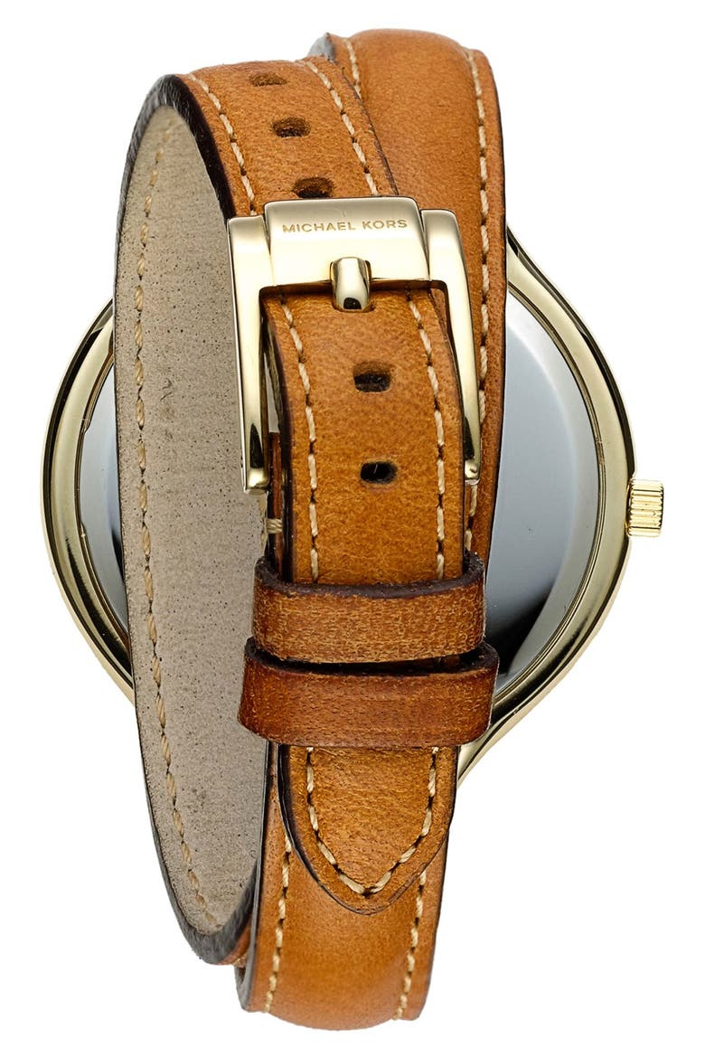 Double Wrap Leather Strap Watch, 42mm, Alternate, color, BROWN