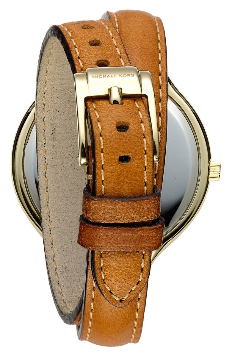 Michael Kors Double Wrap Leather Strap Watch, 42mm, Alternate, color, 