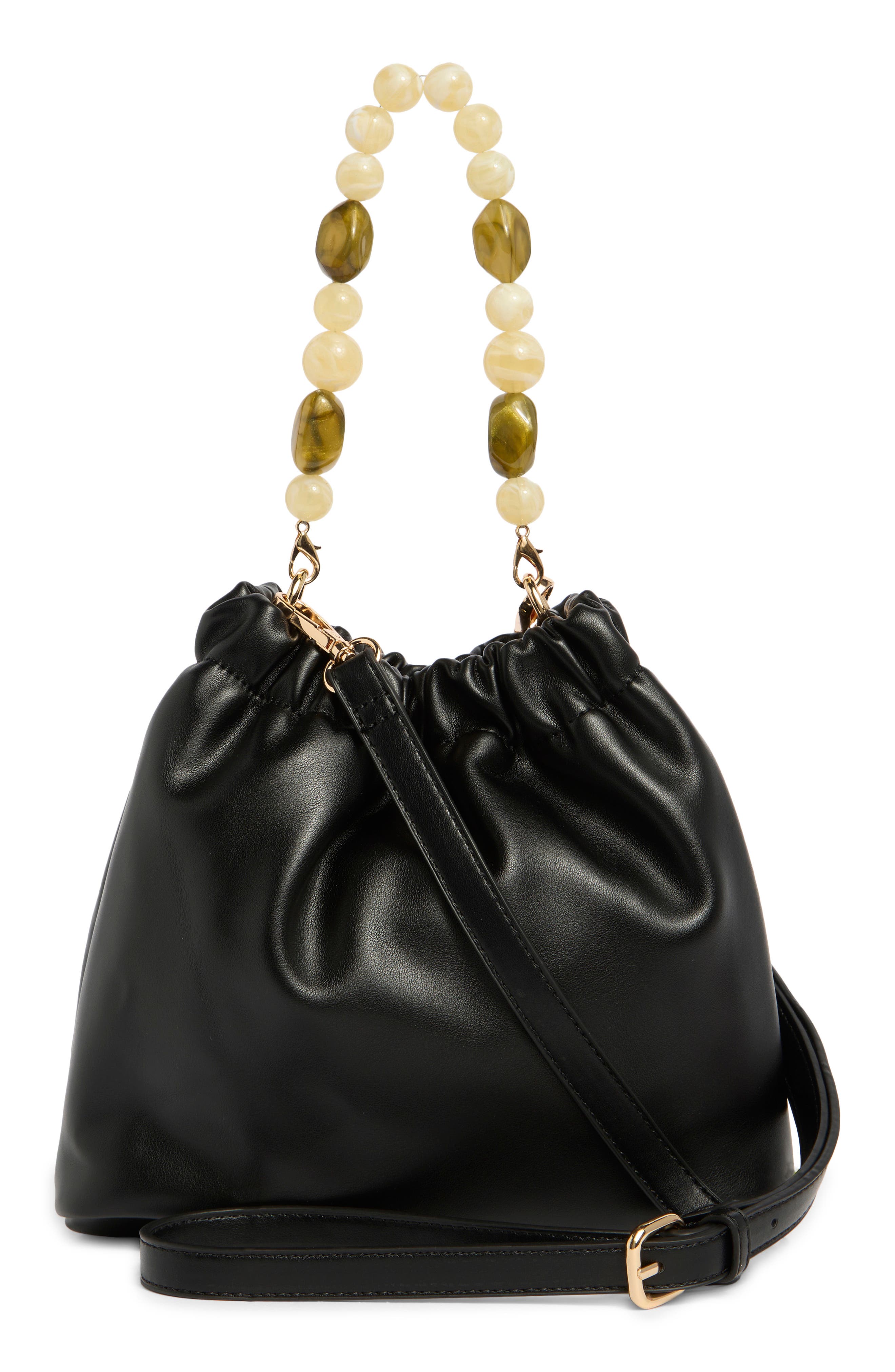 URBAN EXPRESSIONS HANDBAGS Beaded Handle Crossbody Bag, Alternate, color, Black