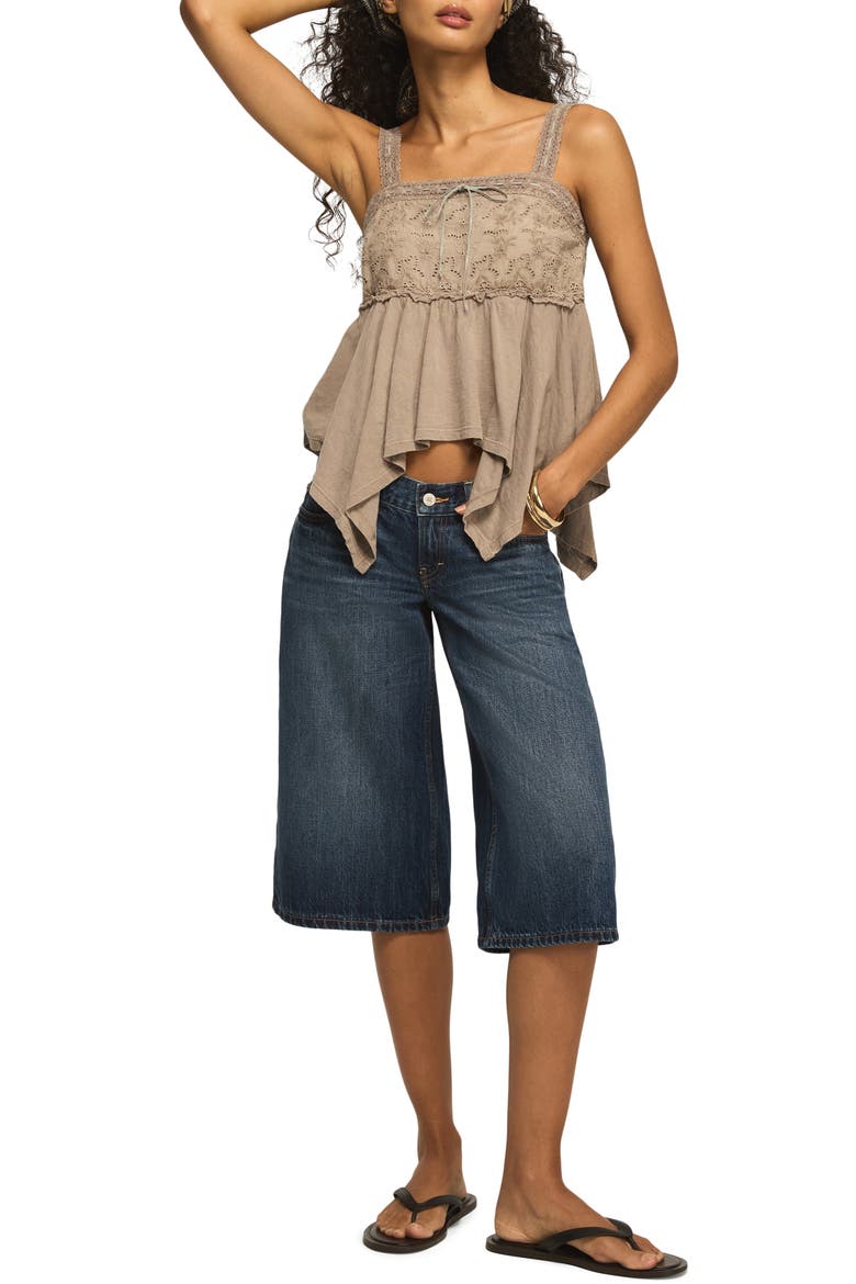 Eyelet Yoke Handkerchief Hem Tank, Alternate, color, SPHINX