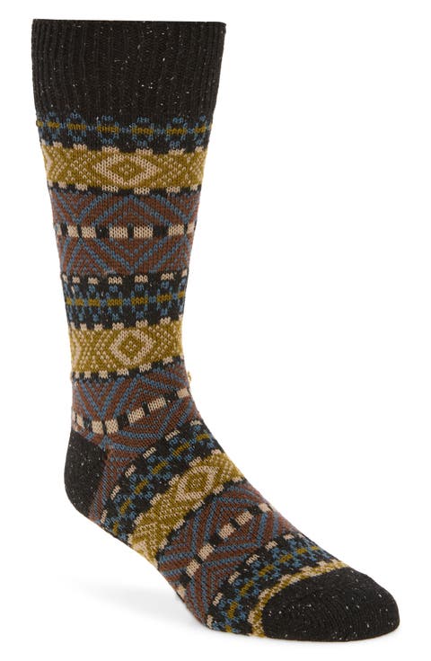 Beck Fair Isle Merino Wool Blend Crew Socks