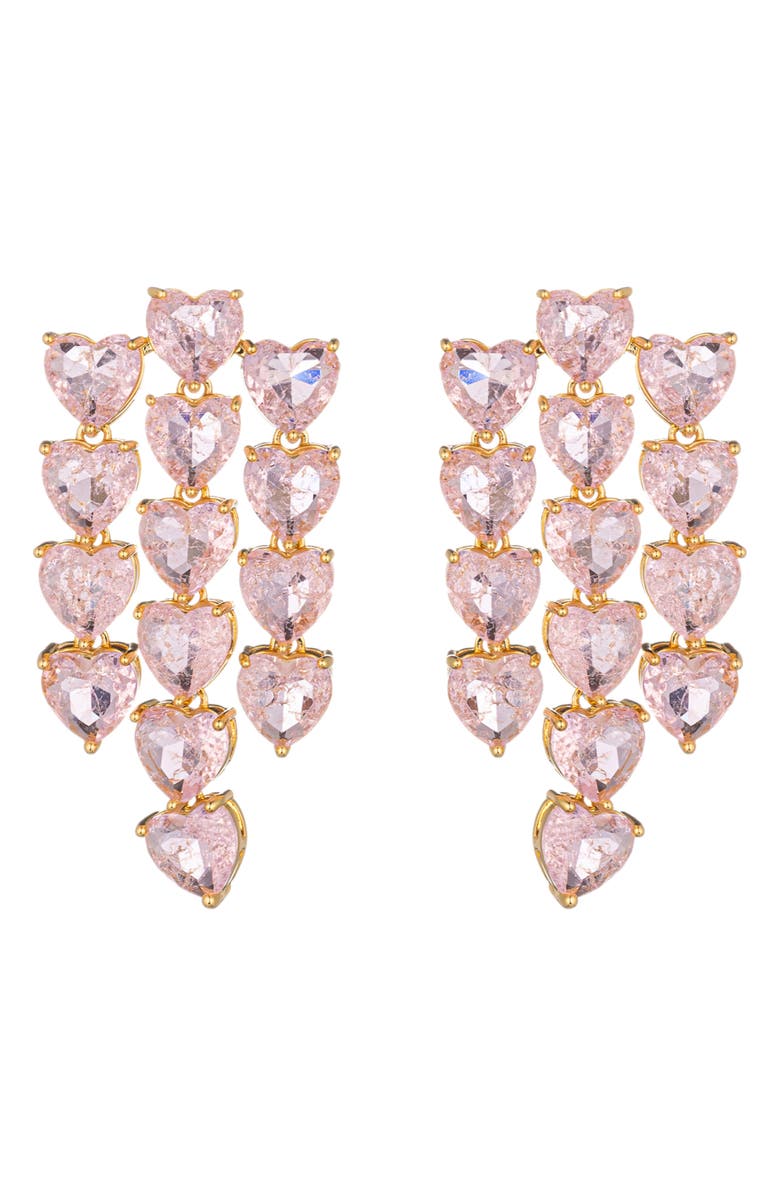 EYE CANDY LOS ANGELES Ginevra Pink Cubic Zirconia Drop Earrings, Main, color, 