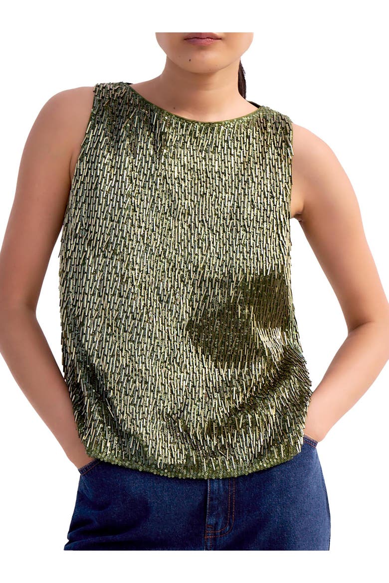 Sequin Shell Tank Top, Alternate, color, Green