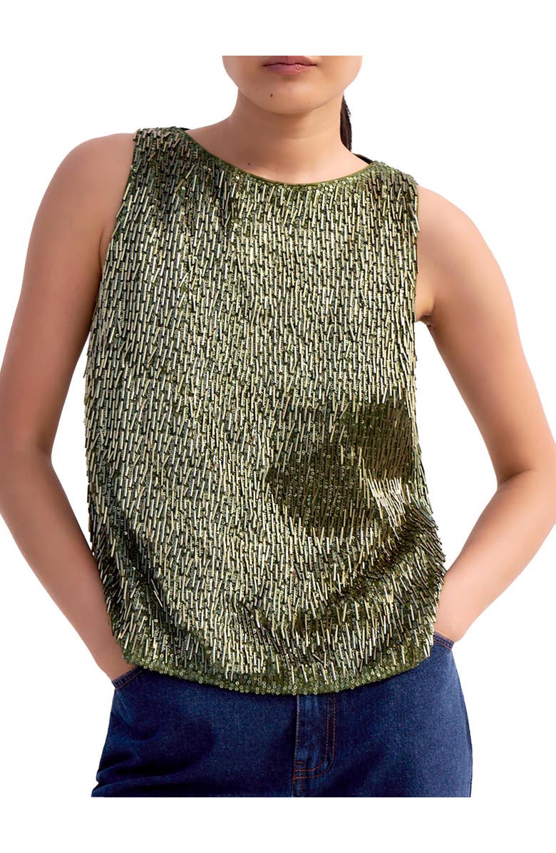 Ro&Zo Sequin Shell Tank Top, Alternate, color, Green