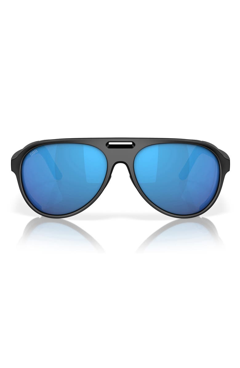 Costa Del Mar Grand Catalina 59mm Polarized Pilot Sunglasses, Main, color, Matte Black/ Blue Mirror