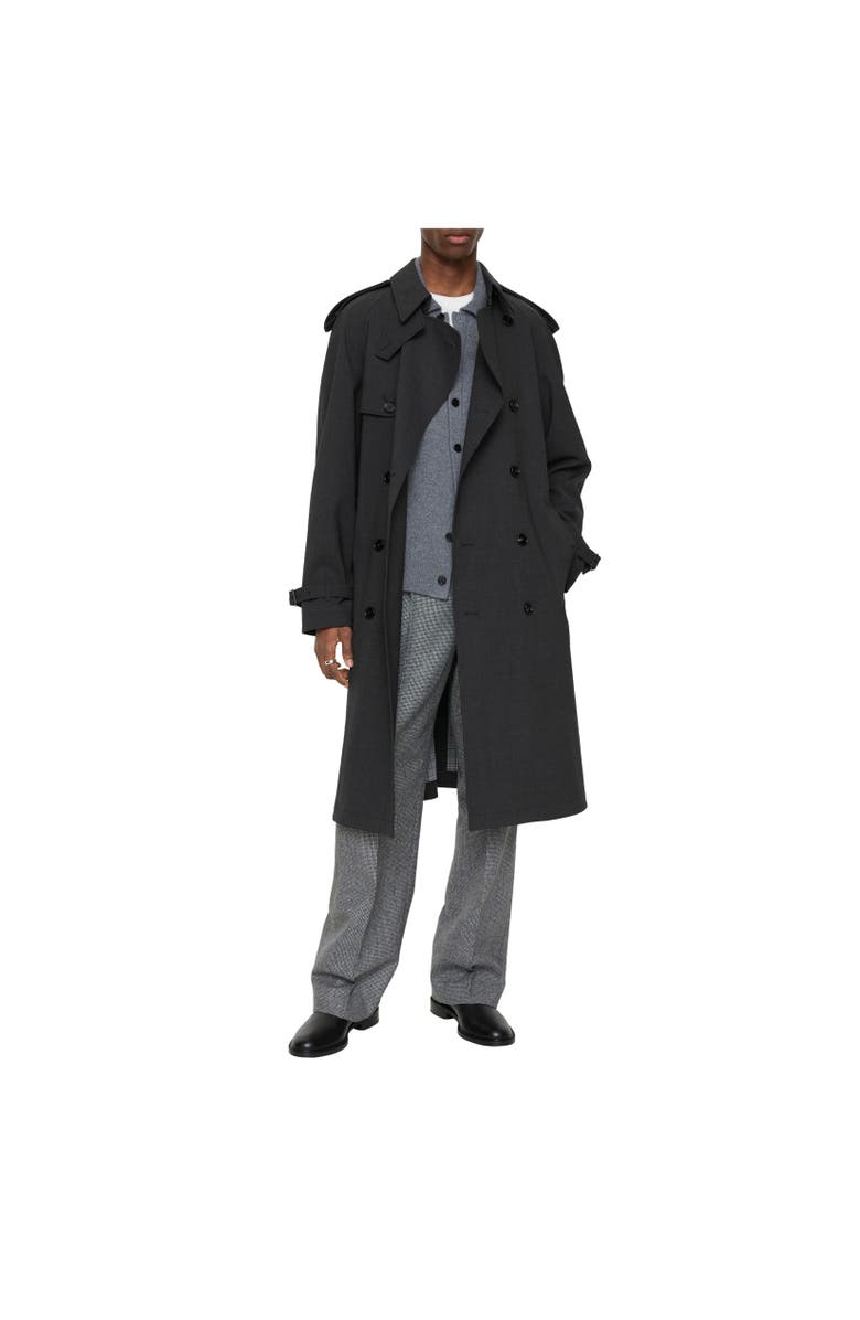 Burberry Long Bonded Stretch Wool Trench Coat, Alternate, color, Onyx Grey Melange