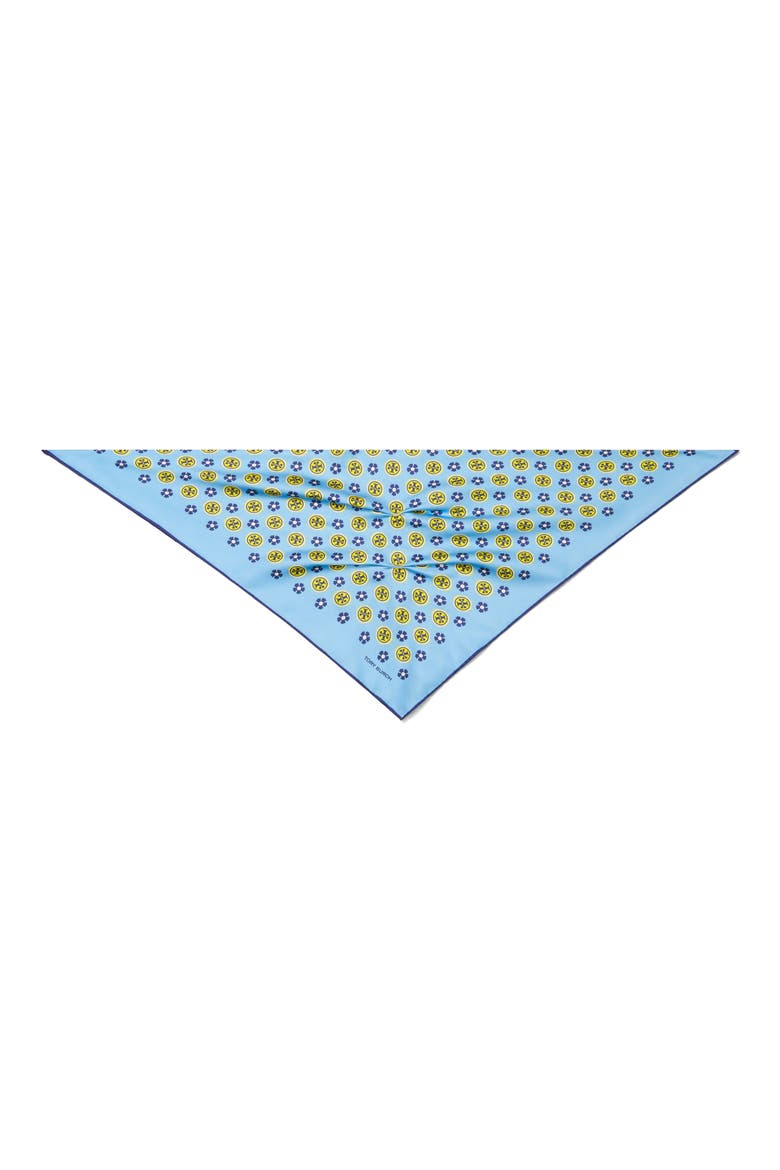 Silk Triangle Scarf, Alternate, color, BLUE FLORAL MONOGRAM