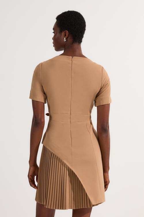 Karen Millen Military Pleat Mini Dress In Brown