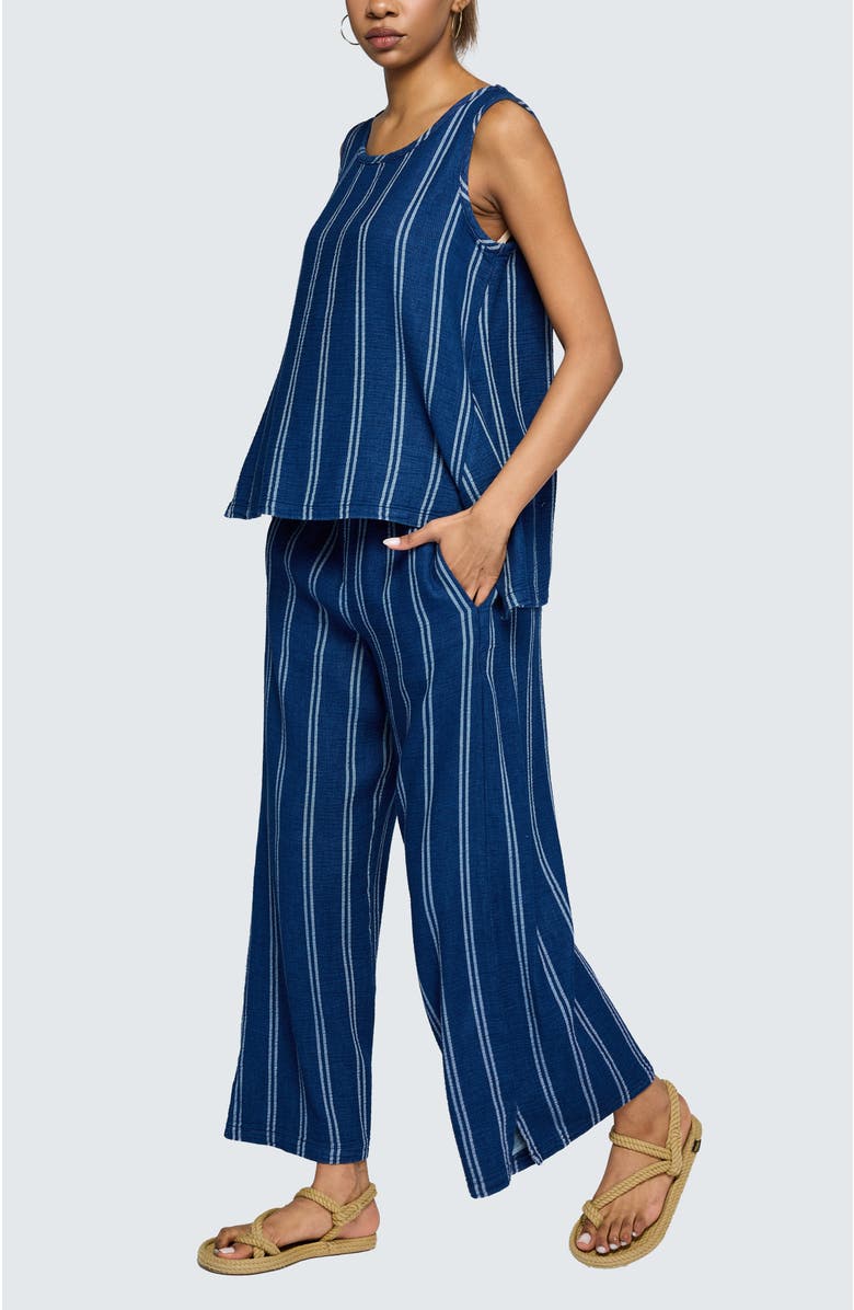 LUUKAA Floria Denim Muslin Top, Alternate, color, Stripe Denim