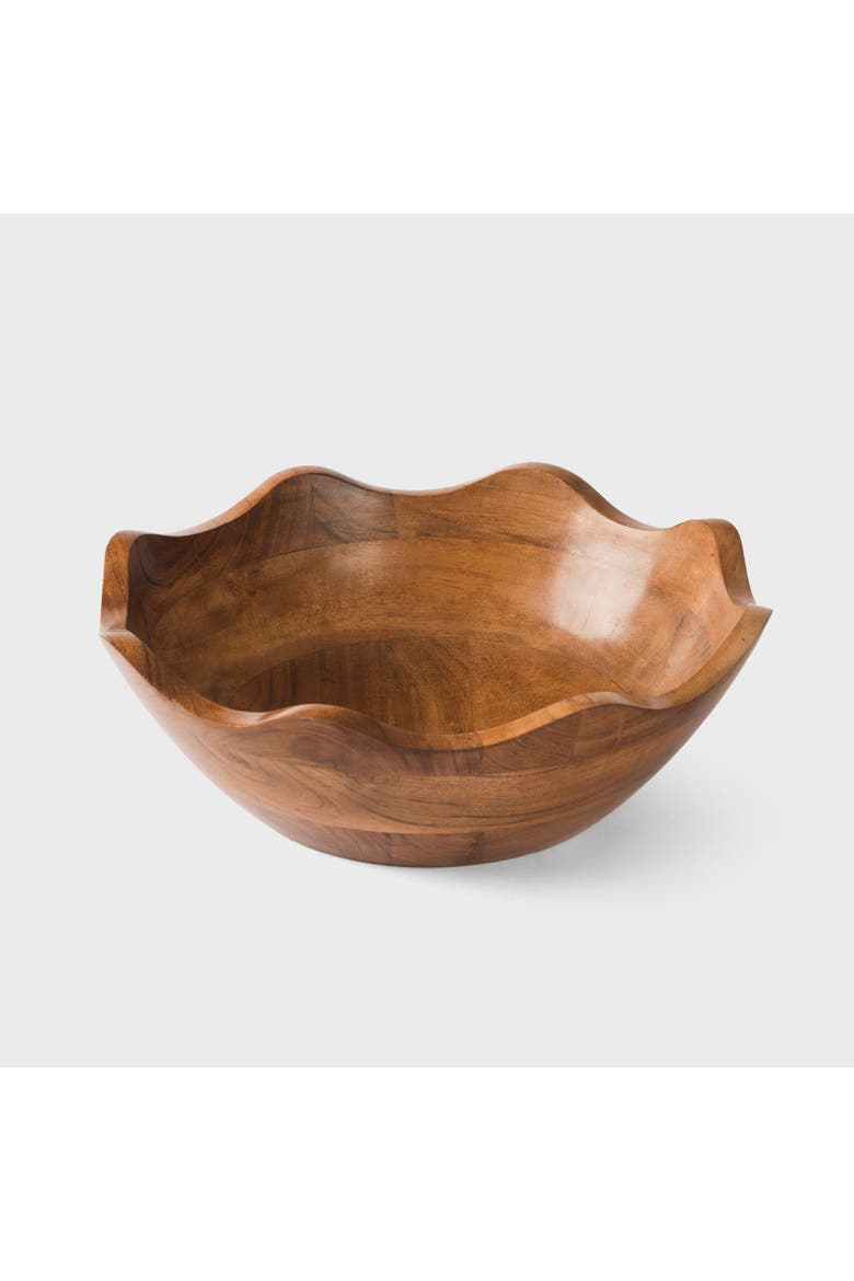 Acacia Wood Scallop Bowl, Alternate, color, Natural - Medium