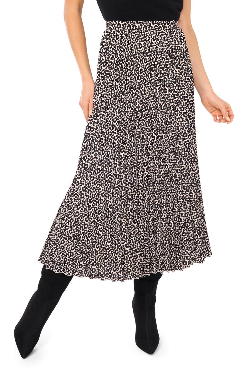 Halogen<sup>®</sup> Floral Dot Pleated Skirt, Main, color, Birch