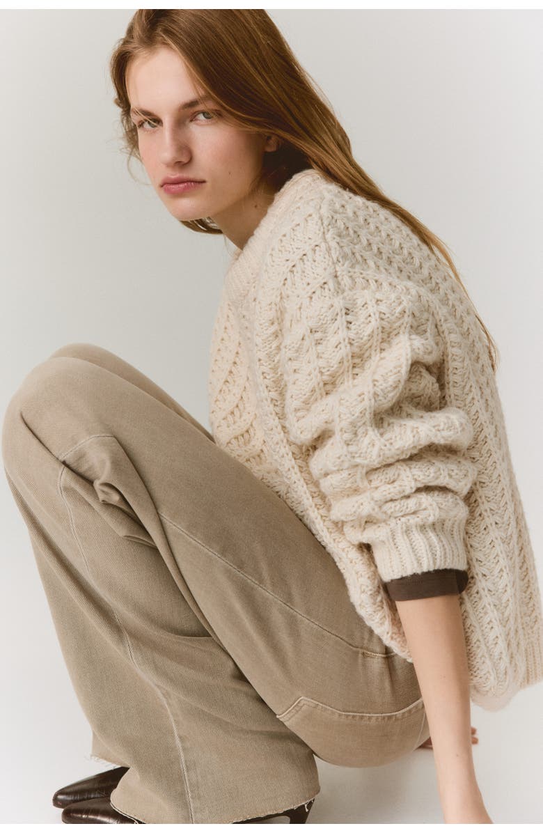H&M Cable-knit Jumper, Alternate, color, Light Beige