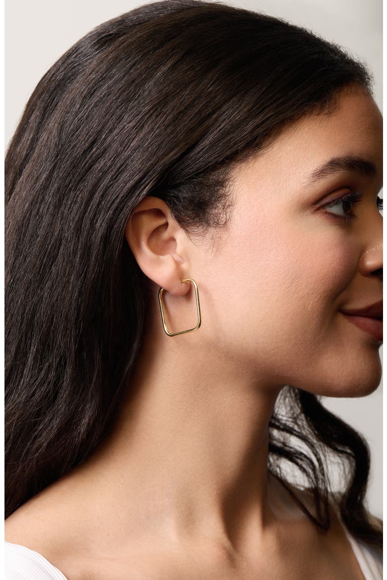 14K Gold Square Hoop Earrings, Alternate, color, 14K YELLOW GOLD