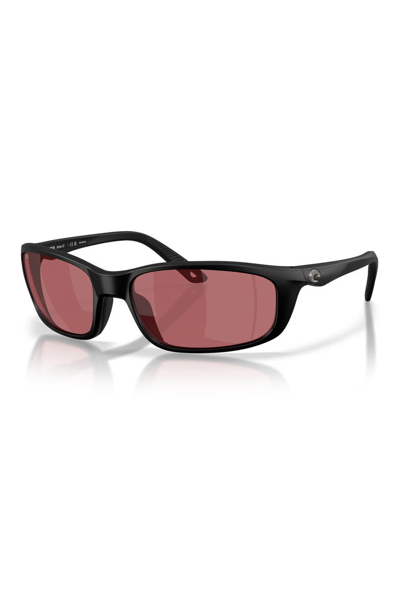 Brine II 59mm Polarized Rectangular Sunglasses, Alternate, color, MATTE BLACK / ROSE 580G
