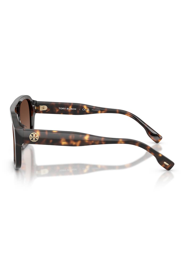 55mm Polarized Gradient Pilot Sunglasses, Alternate, color, DARK TORTOISE / POLAR LIGHT BROWN GRADIENT