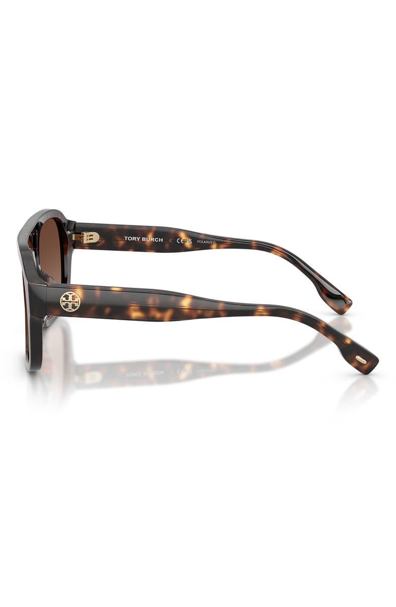 Tory Burch 55mm Polarized Gradient Pilot Sunglasses, Alternate, color, Dark Tortoise / Polar Brown