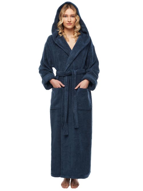 Arus Softy Womens Ankle Length Long Cotton Robe In Blue
