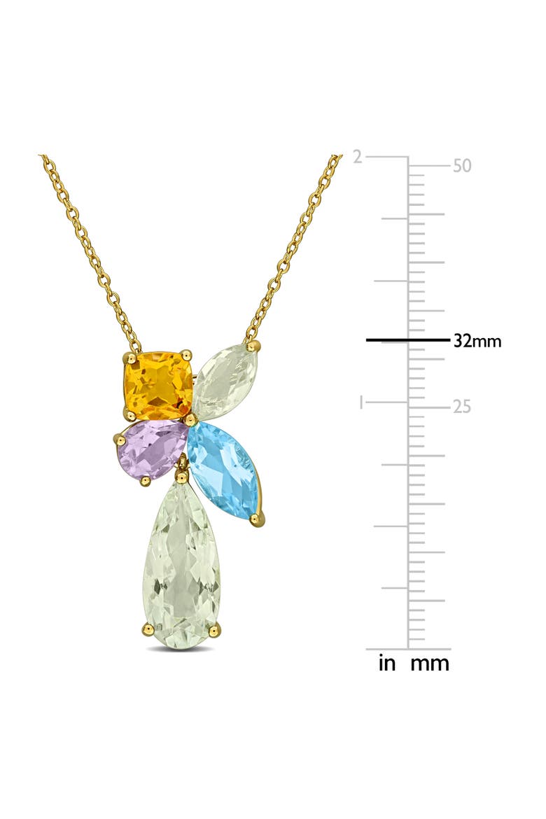 Multi-Gem Cluster Teardrop Pendant Necklace, Alternate, color, Yellow-Plated Sterling Silver