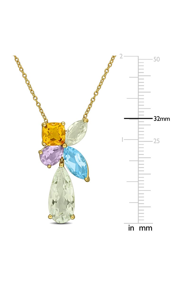 Julianna B. Multi-Gem Cluster Teardrop Pendant Necklace, Alternate, color, Yellow-Plated Sterling Silver