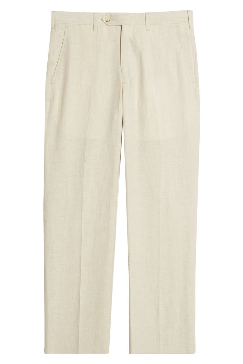 Men's Flat Front Linen Dress Pants, Alternate, color, CREAM
