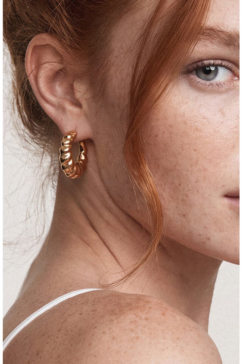Classic Croissant Hoop Earrings, Alternate, color, GOLD