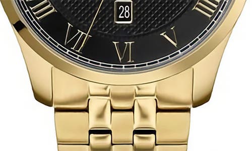 Alfred Sung Tempus Stainless Steel Bracelet Watch, 42mm In Gold Bracelet Black Dial