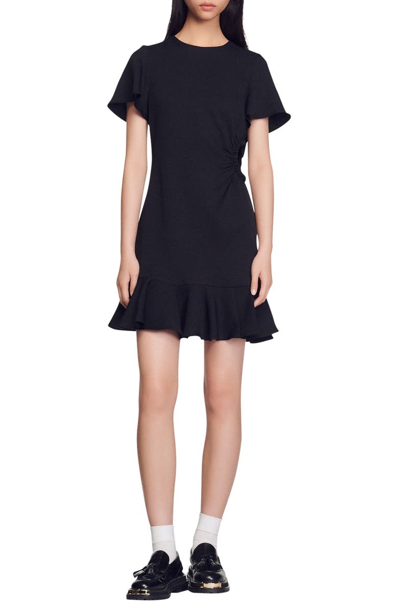 SANDRO Tessa Fit & Flare Dress, Main, color, Black
