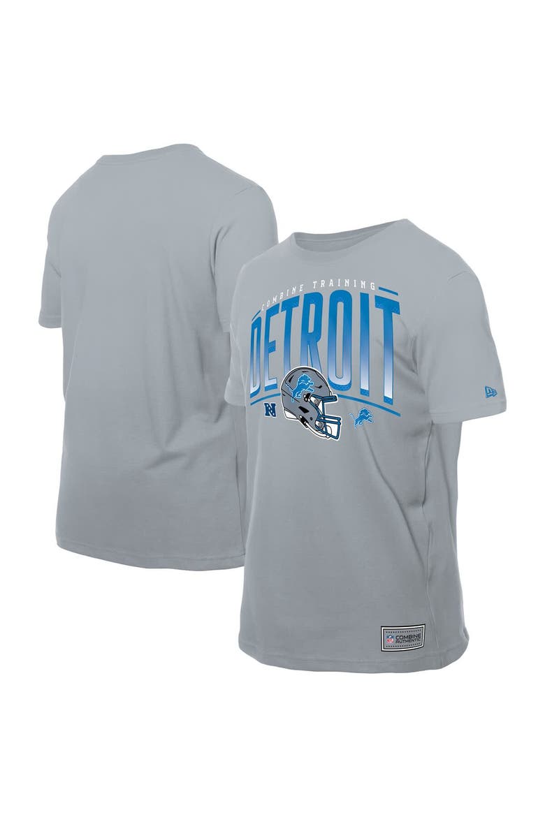 Men's New Era Silver Detroit Lions Combine Authentic Helmet T-Shirt, Main, color, Silver